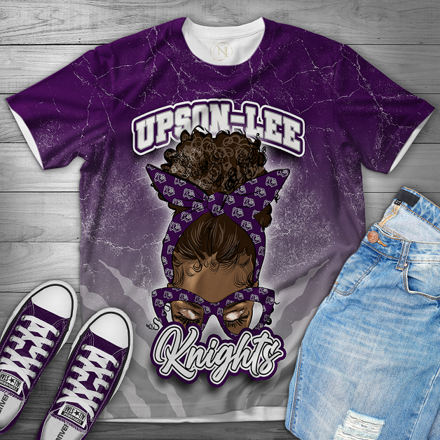 Custom FULL/3D Print Messy Bun School Spirit Sublimation T-shirt