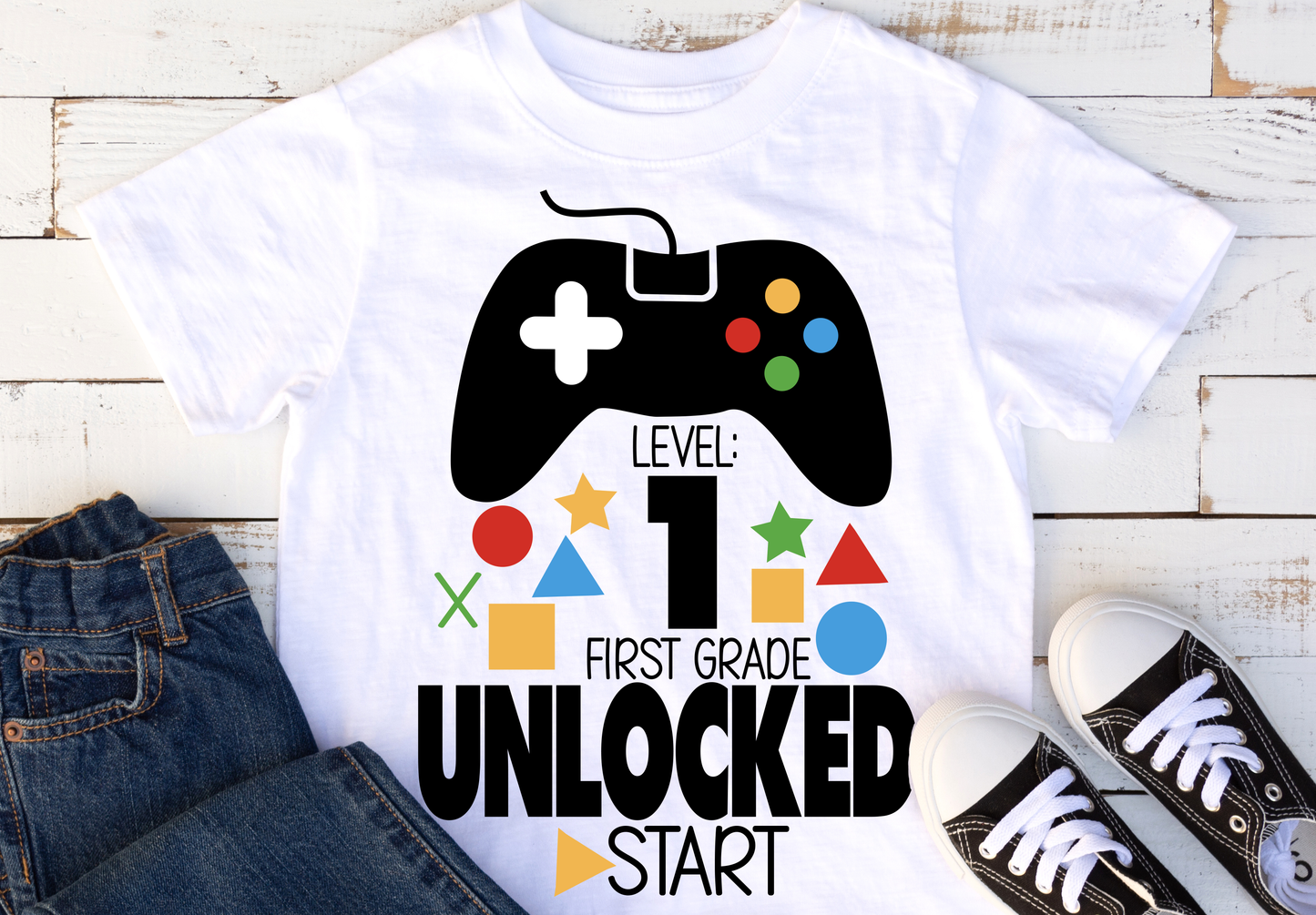 BACK TO SCHOOL GAMER UNLOCKED GRADE SCHOOL T-SHIRT Grades PREK-5TH