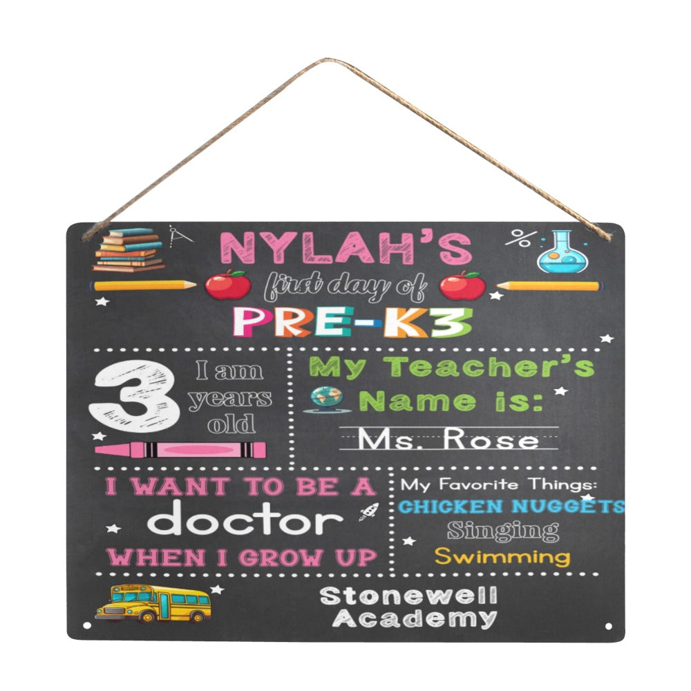 Personalized First Day of School Chalkboard Sign- all grades