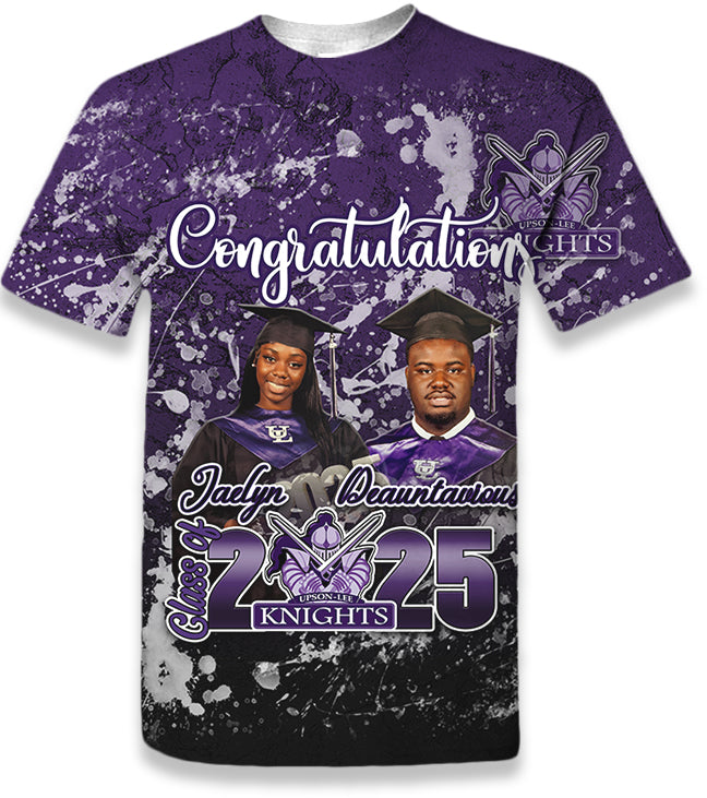 Custom 3D FRONT ONLY Graduation Tshirt-WALKER & KING(Upson-Lee High School)
