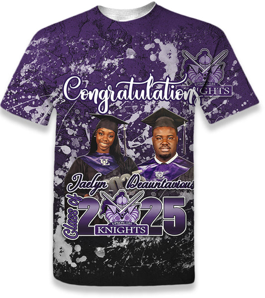 Custom 3D FRONT ONLY Graduation Tshirt-WALKER & KING(Upson-Lee High School)