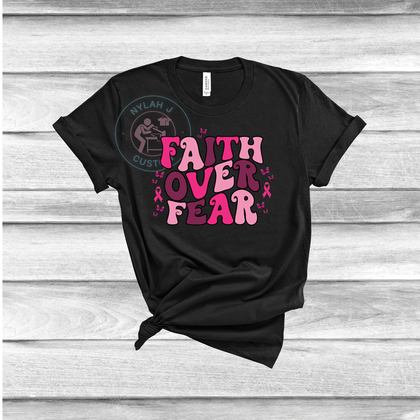 FAITH OVER FEAR-BREAST CANCER AWARNESS T-SHIRT #3