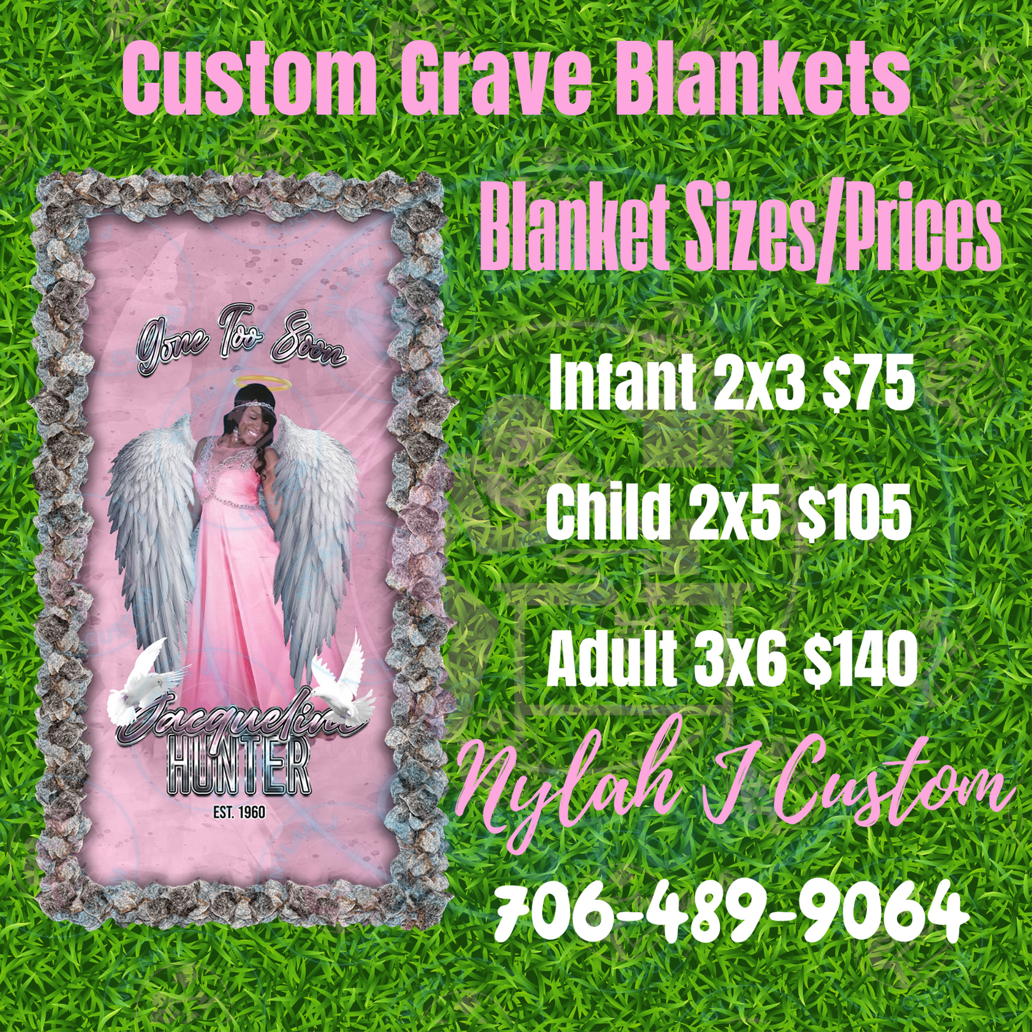 Custom Memorial Grave Blanket – Honor and Remember Your Loved Ones