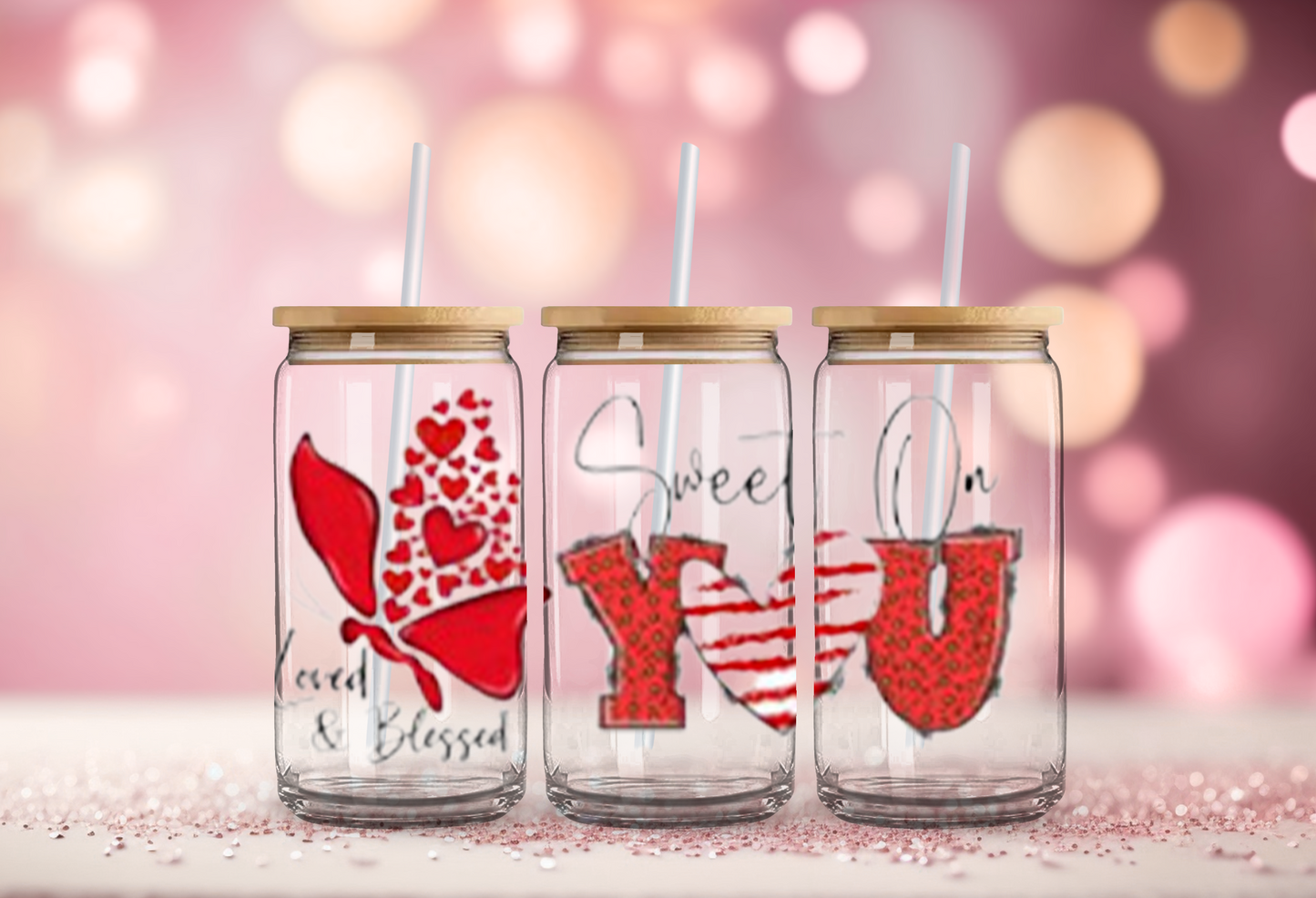 16 oz Valentine's Day Themed Libbey Glass Can Collection