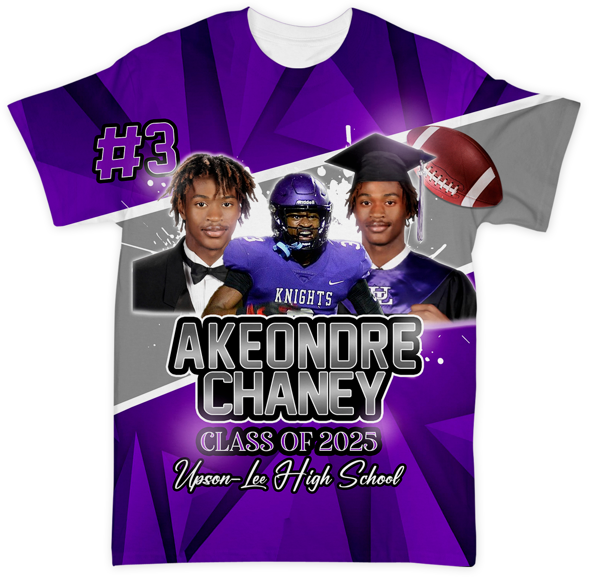 Custom 3D FRONT ONLY Graduation Tshirt-AKEONDRE CHANEY(UPSON-LEE SCHOOL)