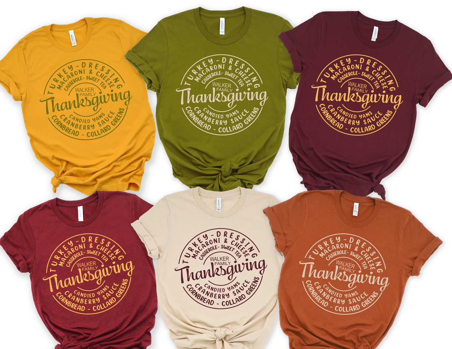 THANKSGIVING PLATE T-SHIRT WITH FAMILY NAME